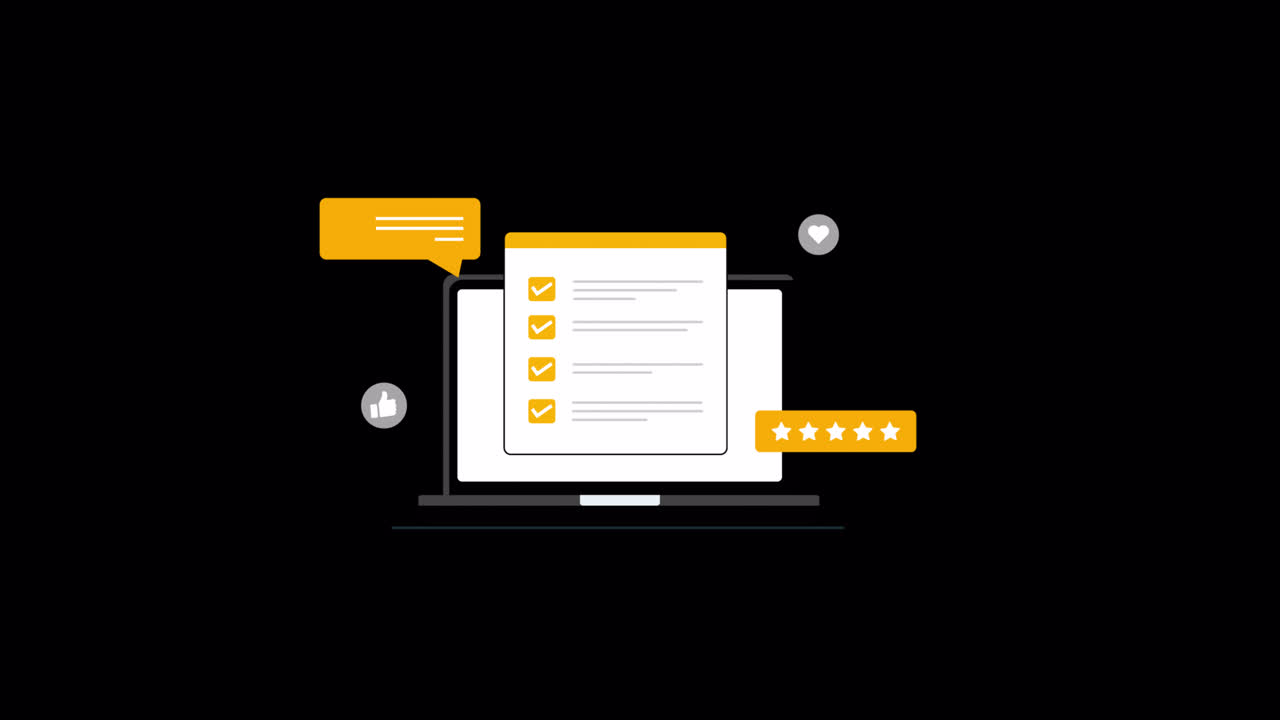 Laptop Displaying Online Feedback and Customer Review Icons