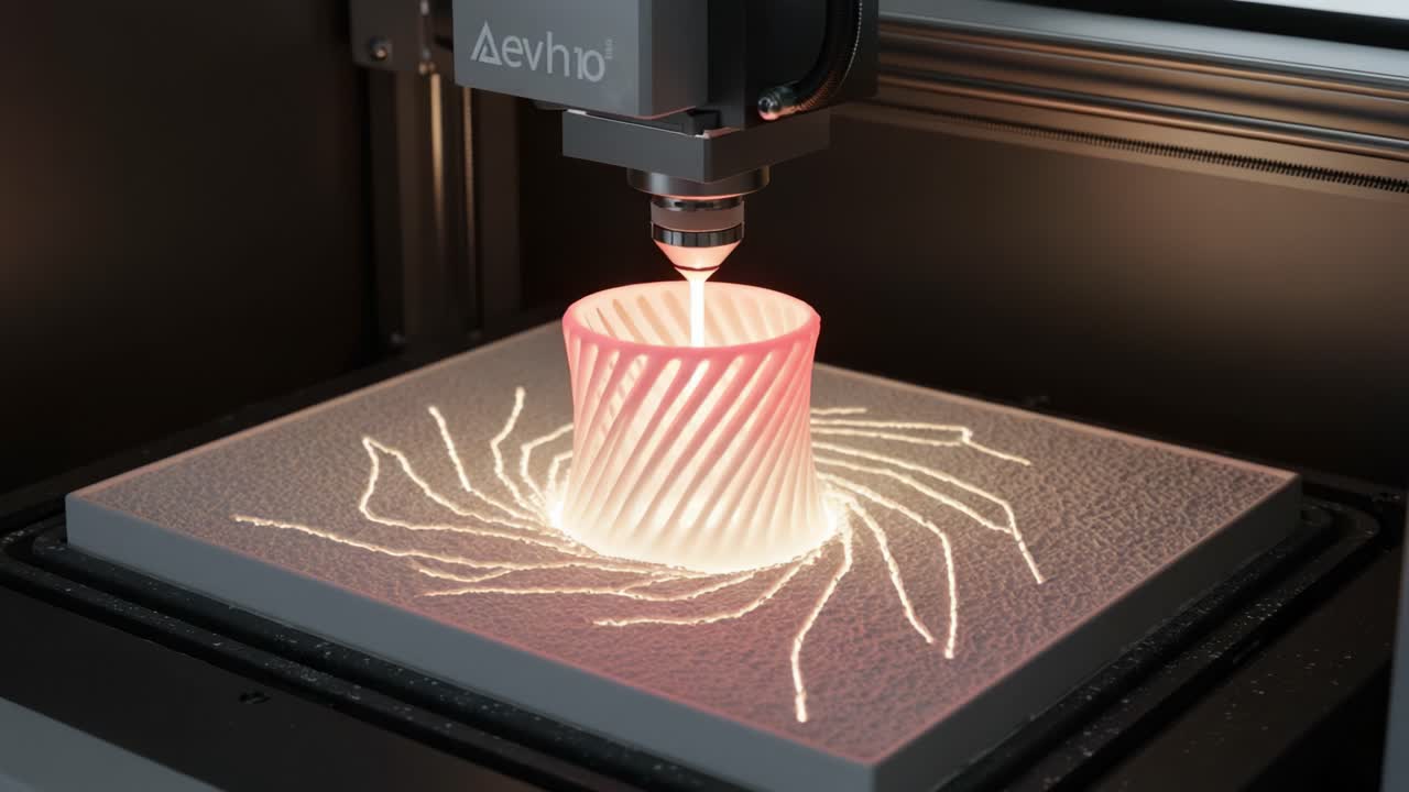 Innovative 3D Printing Process Captured in Two Frames: From Clear Design to Vibrant Glow, Experience the Evolution of a Fascinating Creation