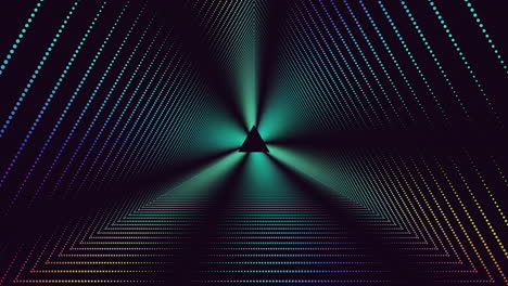 ilusión triángulos de neón abstractos con destellos en galaxia oscura de vértigo