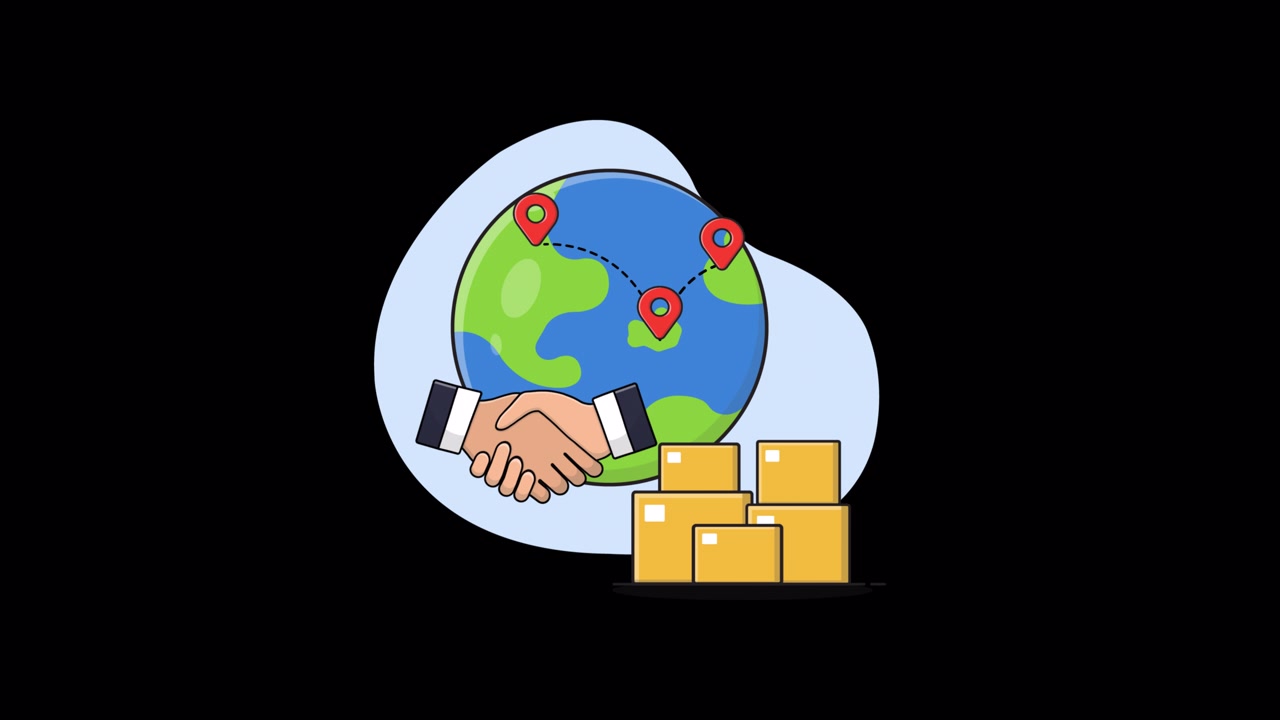 Global Logistics and International Business Partnership Animation