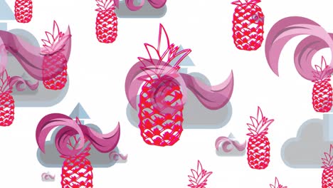 animation of cloud icons over pineapples
