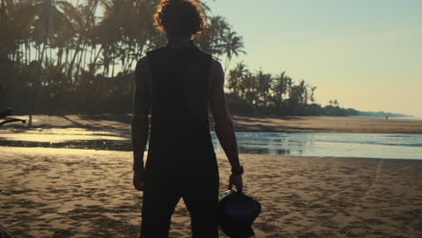 man on a beach at sunset