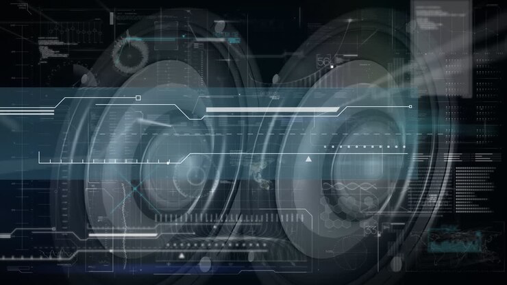 Animazione di elaborazione dati su altoparlanti.