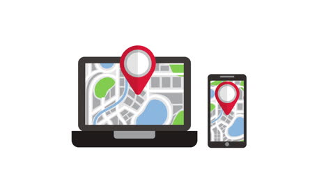 portátil y teléfono inteligente con aplicación de tecnología gps