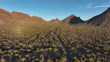 aerial panoramic view of gate pass road at the mountains in tucson, arizona