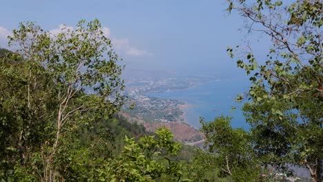 scenic aerial view from the hills overlooking the coastline and ocean in capital city of dili, timor-leste in southeast asia