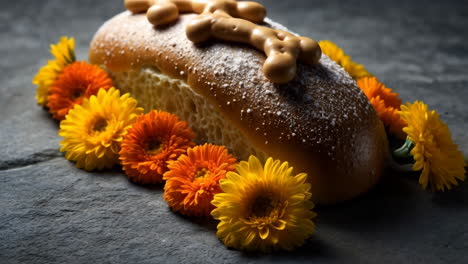 pan de muerto with flowers