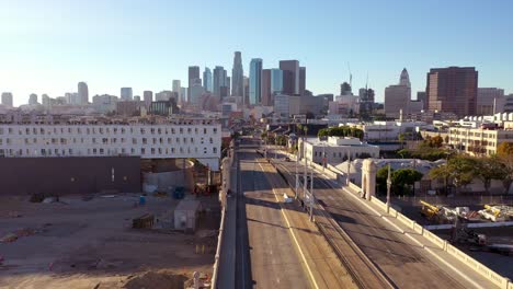 aerial view of downtown los angeles from the la river bridge and union station area 1