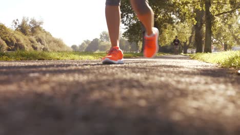 Hübsche-Brünette-Joggt-Im-Park