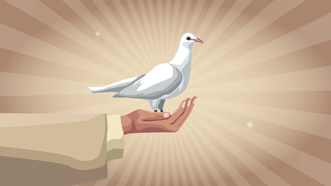 priest hand lifting dove animation