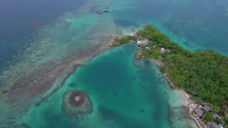 coral reef in the shallow turquoise waters of a colombia caribbean island