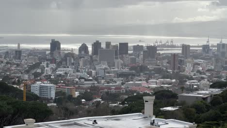 a shot of cape town, city centre from the bottom of table mountain