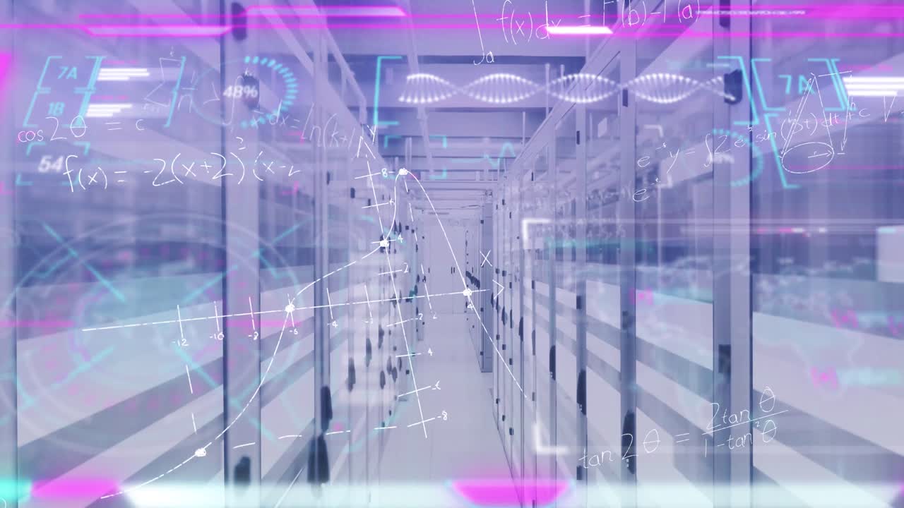 데이터 처리 및 서버  ⁇ 에 대한 수학적 방정식과의 인터페이스의 애니메이션