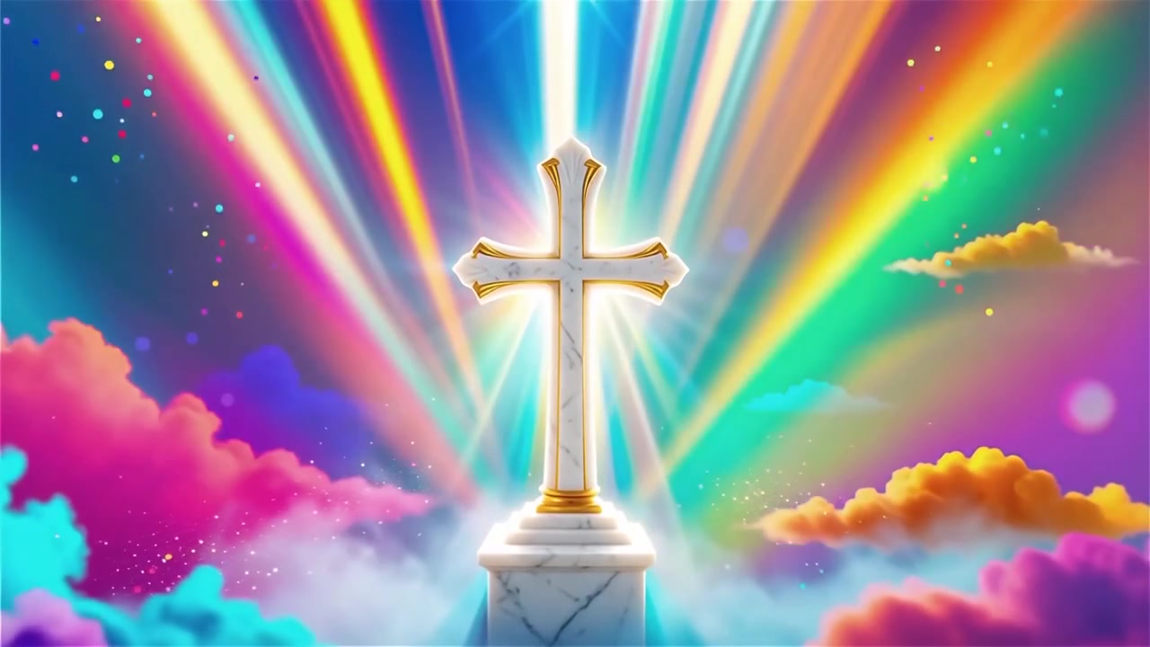 Christian Cross Heavenly Light Worship Background
