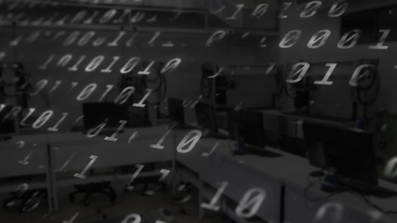 바이너리 코딩의 디지털 구성 비어있는 사무실에 대한 디지털 데이터 처리