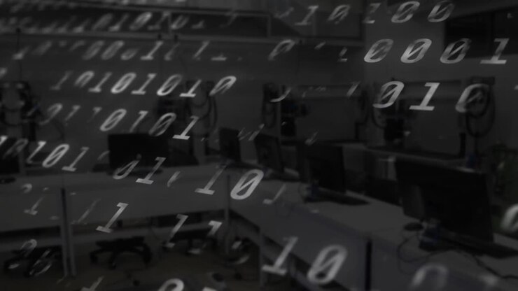 Digital composition of binary coding digital data processing against empty office