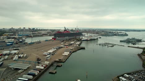 cruise ships, yachts, and boats docked at the harbour of portsmouth in united kingdom