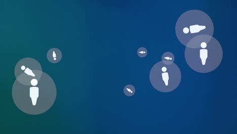 motion person icons on simple network background