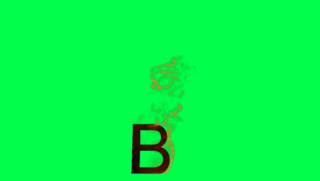 letter b on fire green screen