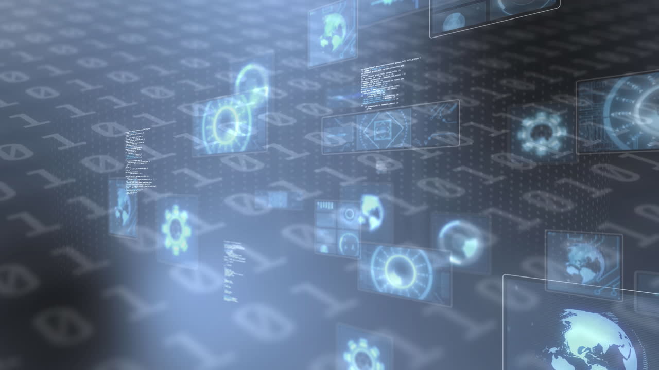 animación de escaneos y procesamiento de datos en pantallas a través de codificación binaria