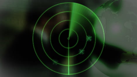 green colored radar detecting airplanes