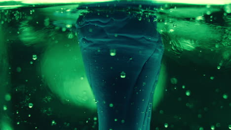 colored liquid experiment with bubbles