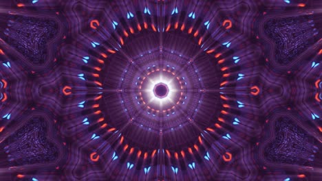 animation of colorful shapes and patterns forming and disappearing around central light source