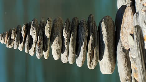 stones stacked into a cairn - macro pedestal up in vertical orientation