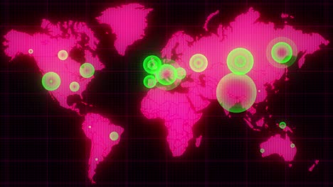 mapa del mundo animación de la pandemia del virus corona