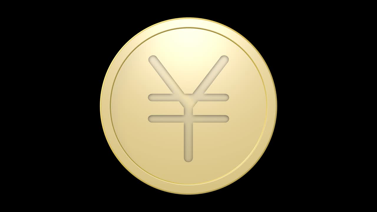 Yen sign on golden coin