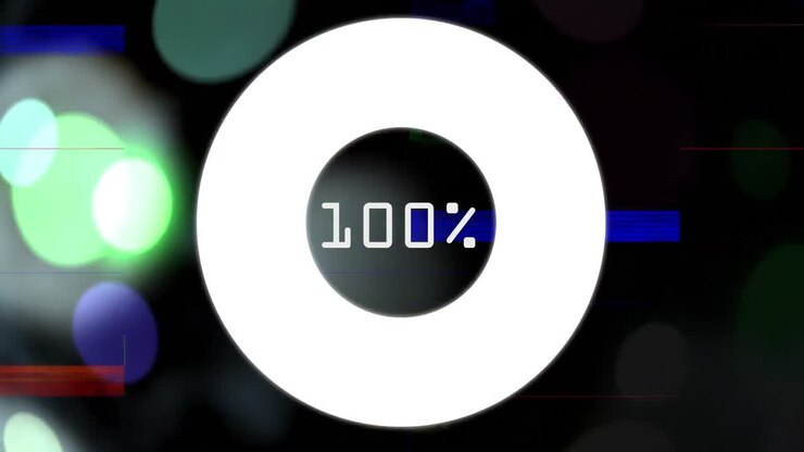 Downloading from 0 to 100 with sizzles strips and spot light on background