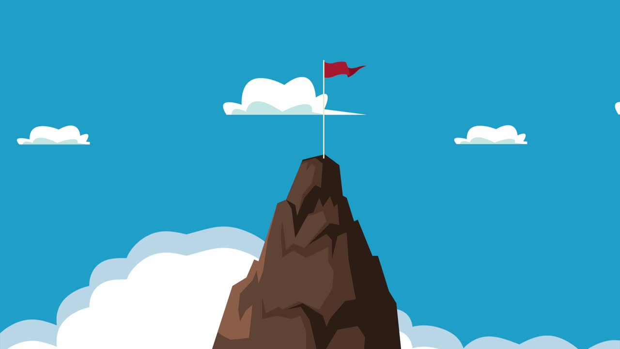 montaña y el negocio de la bandera animación exitosa
