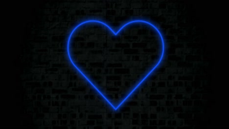 Animation-of-blue-neon-heart-flashing-on-black-background