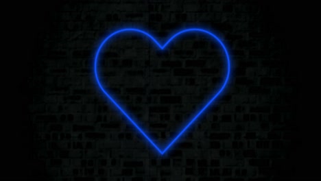 animation of blue neon heart flashing on black background