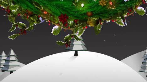 Animation-Des-Weihnachtsmanns-Im-Schlitten-Mit-Rentieren-Und-Winterlandschaft