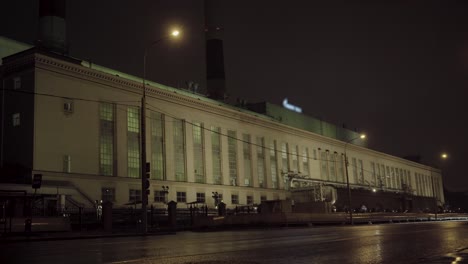 night view of a power plant at rainy weather