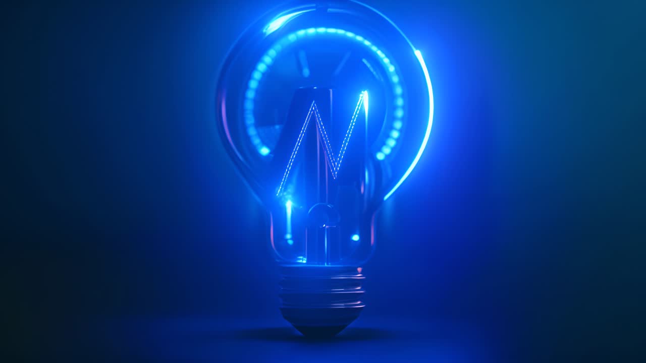 Futuristic Glowing Light Bulb with Chart Design