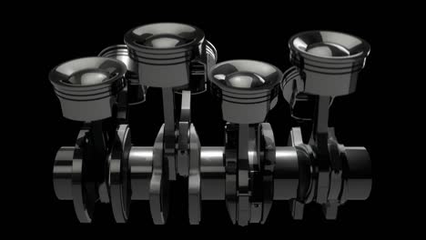 slow motion v8 engine pistons on a crankshaft - loop