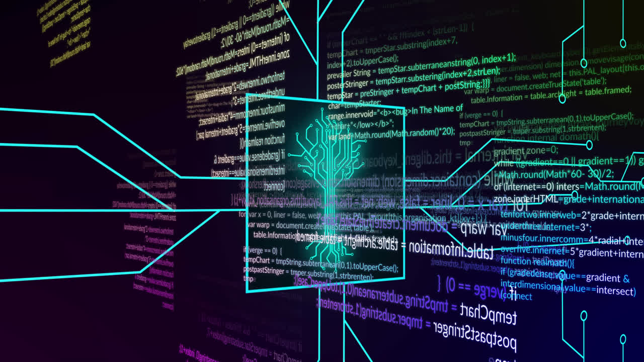 Animation of integrated circuit over data processing on digital screen