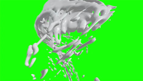 rotating creamy milk graphic exploding 3d object rotating on green screen