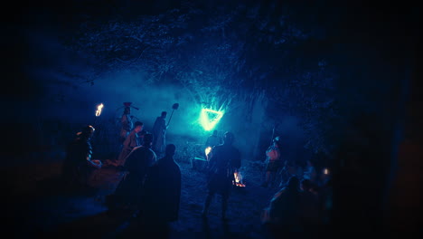 nighttime ritual in the forest
