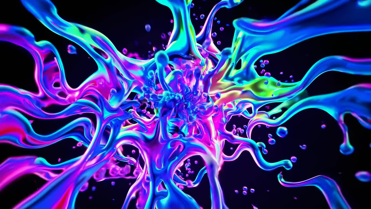 Abstract Neon Liquid Splashes