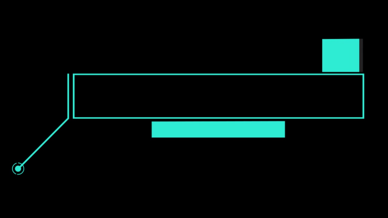 Boîte de titre animée et épurée pour bandeau inférieur avec des éléments turquoise