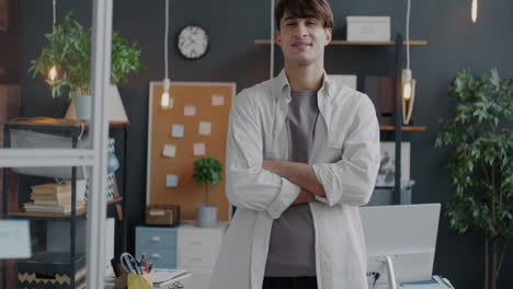 confident young professional in modern home office