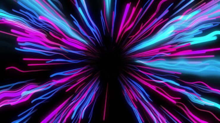 Animação de túnel de rastros luminosos de transferência de dados