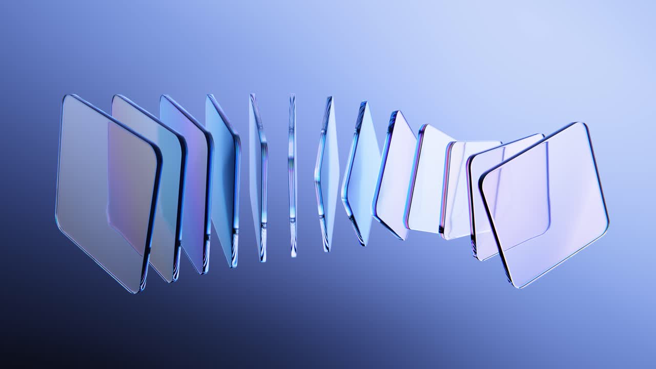 Abstract Animation of Rotating Iridescent Glass Panels