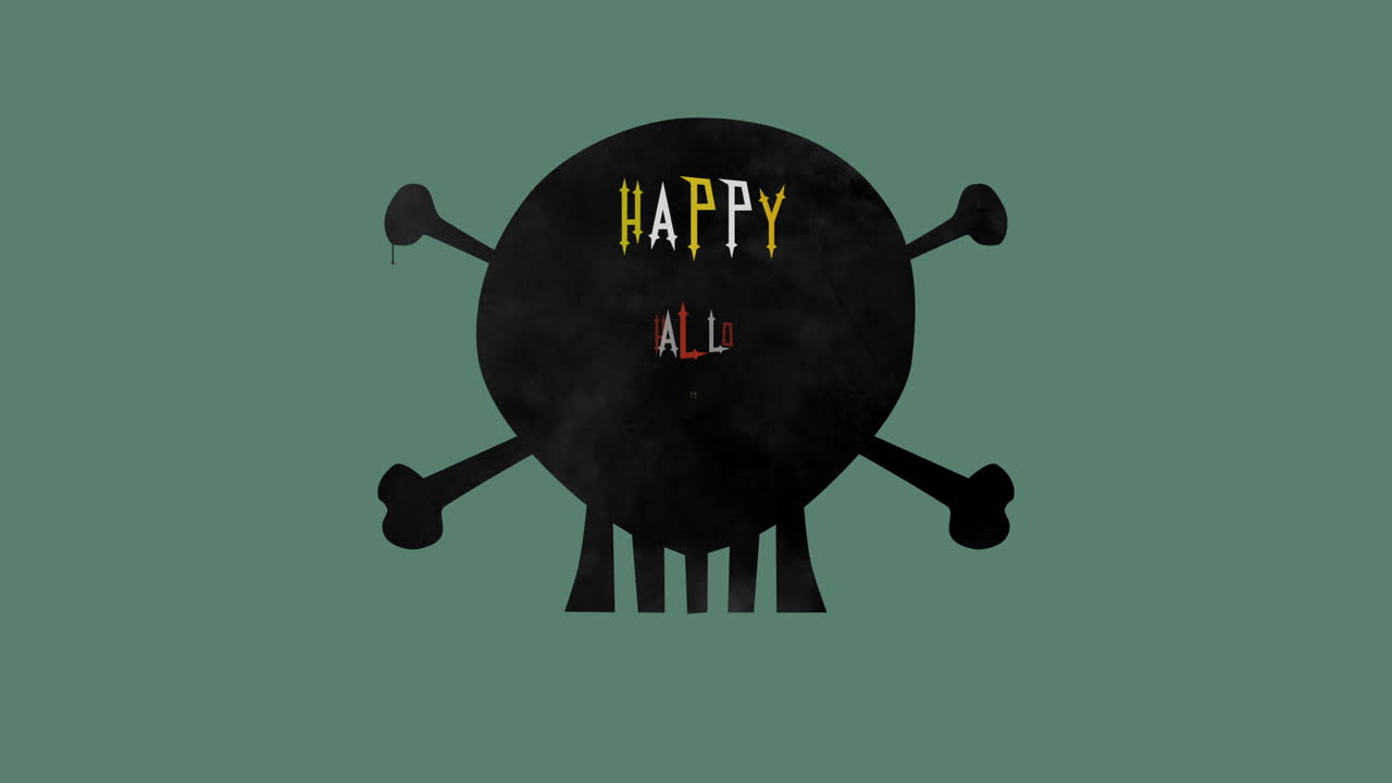 녹색 그라디엔트에서  ⁇ 와 함께 두개골에 행복한 할로윈