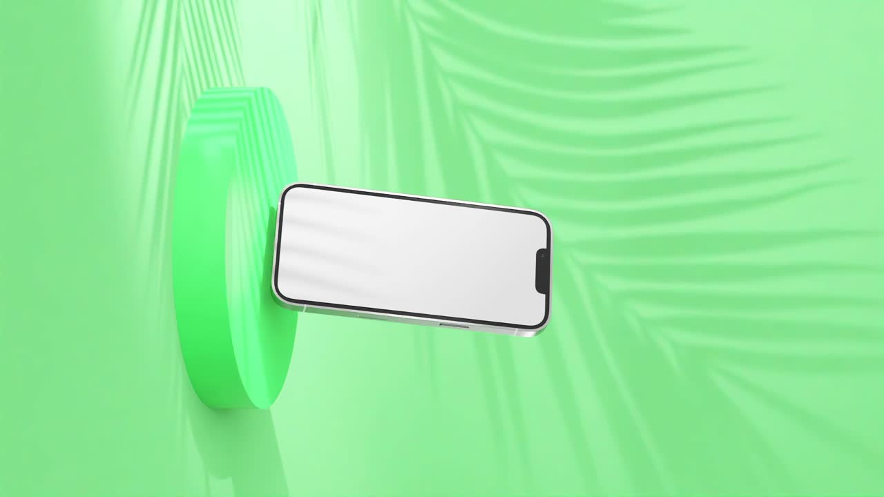 pantalla en blanco en el teléfono inteligente, maqueta para el diseño de aplicaciones en fondo verde, vertical