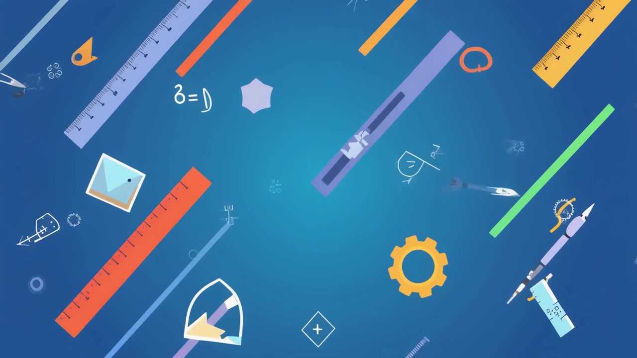 Animated Educational Stationery and School Supplies on Blue Background