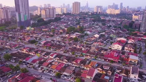 Zoom-in-aerial-shot-of-Kuchai-Lama-district,-a-district-with-mostly-Malaysian-Chinese-residents,-Kuala-Lumpur,-Malaysia